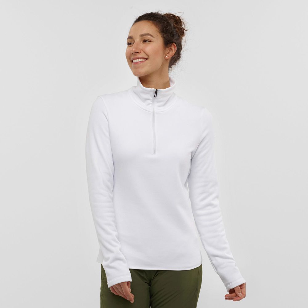 Capa Intermedia Salomon Mujer Blancas - Salomon Argentina WARM AMBITION HALF ZIP W,389102-JZM